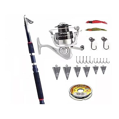 Kit Pesca Praia Completo: Molinete, Vara e Acessórios