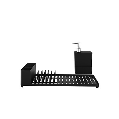Kit Pia Coza: Escorredor + Dispenser – Preto