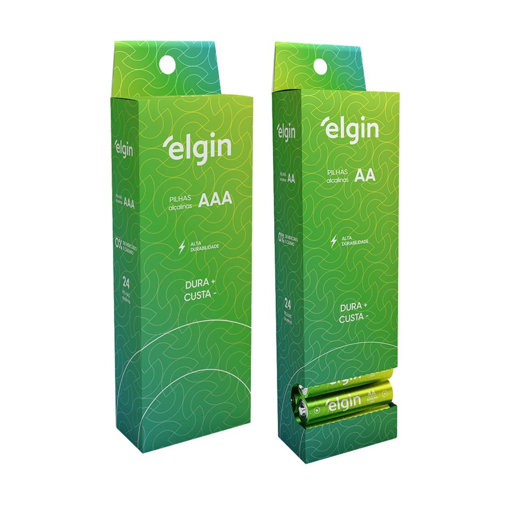 Kit Pilhas Alcalinas Elgin: 24 Unidades AA + 24 AAA