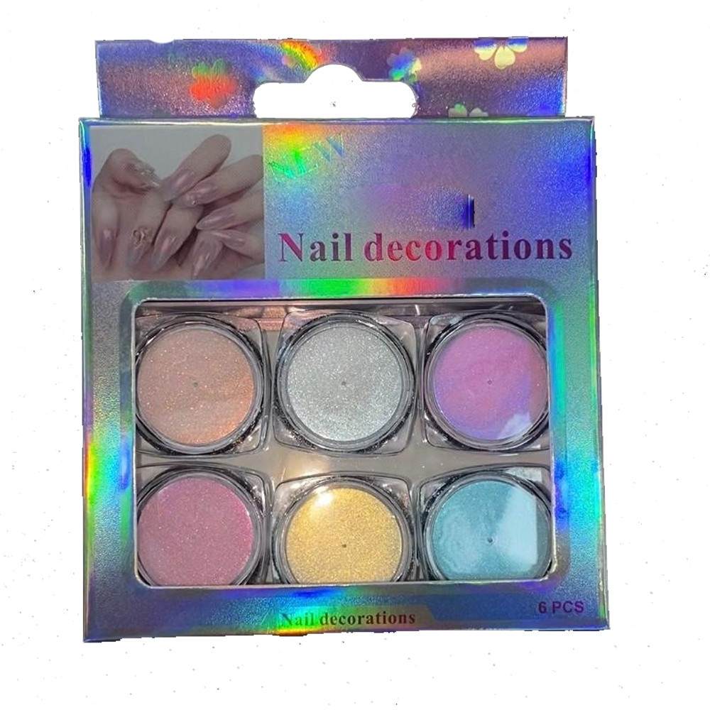 Kit Pó Cromado Shoyyi 6 Unidades: Unhas Brilhantes e Modernas