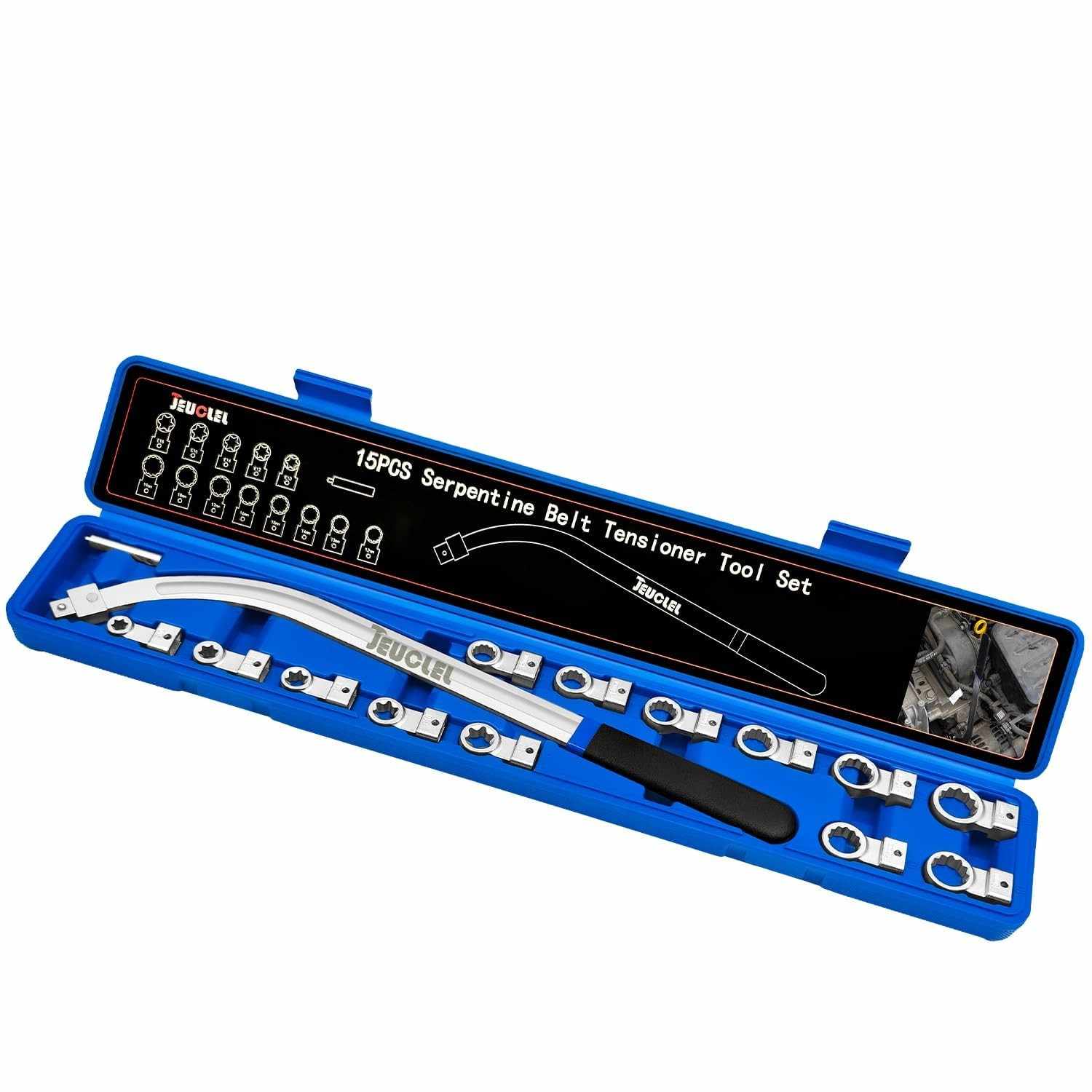 Kit Ferramentas Remoção Polia Tensor Correia Auxiliar Universal 15 Peças - Mecânica Automotiva Essencial