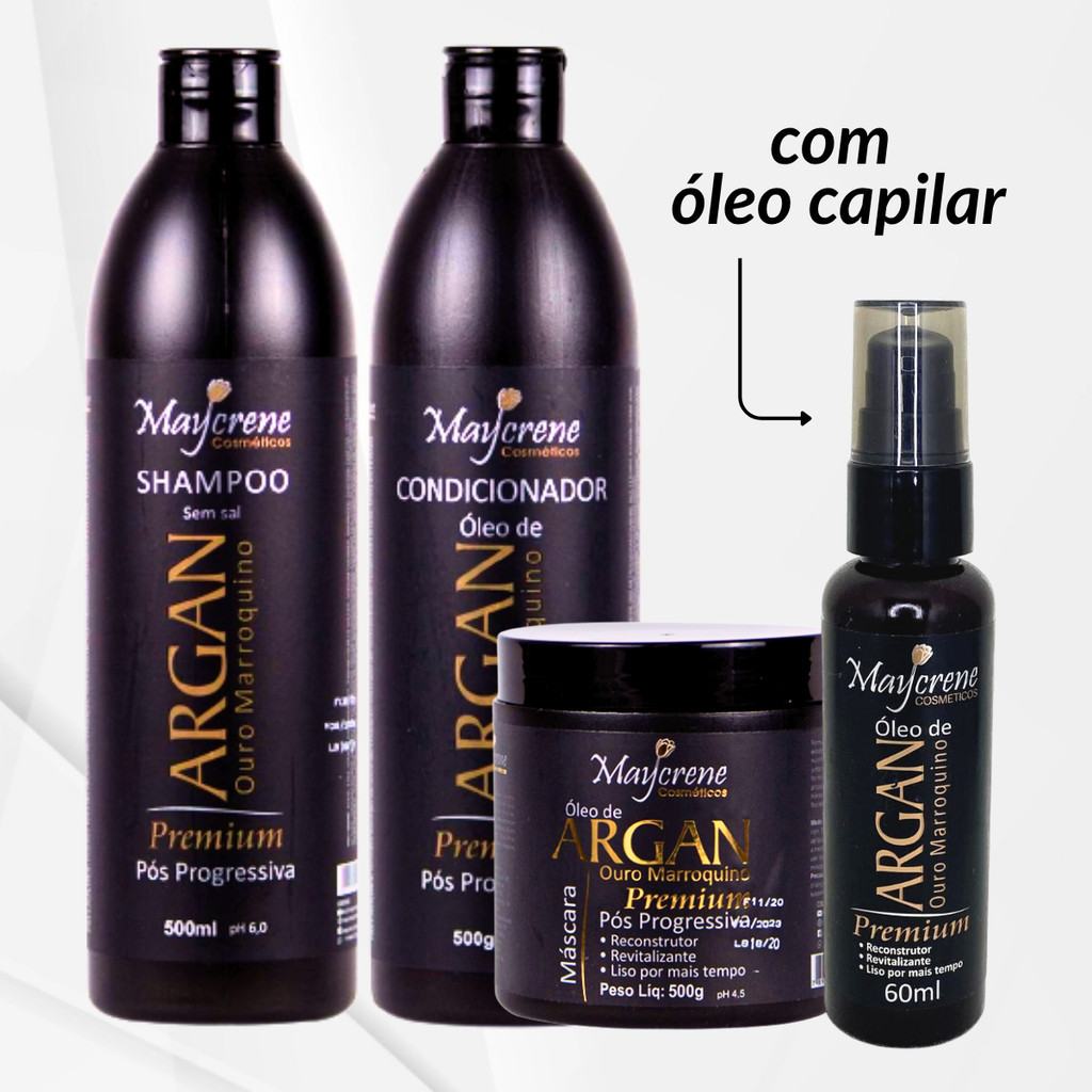 Kit Pós Progressiva Argan Premium: Recupere Cabelos Alisados com Óleo Marroquino