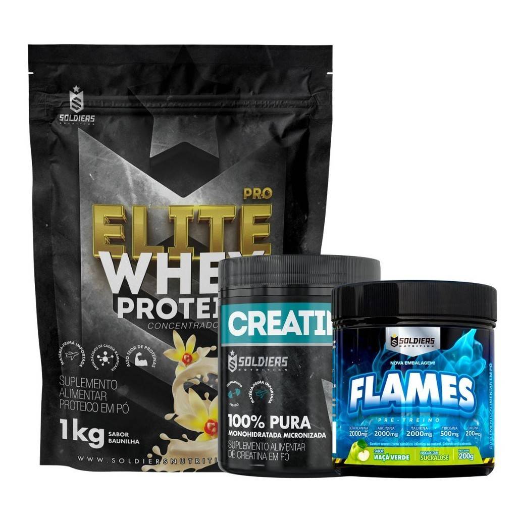 Kit Power Up: Whey, Creatina & Pré-Treino