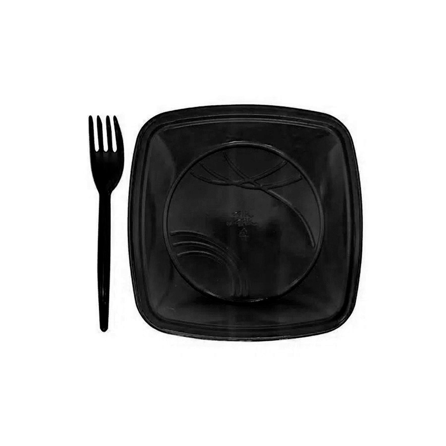 Kit Prato e Garfo Preto: 10 Unidades para Sua Festa!