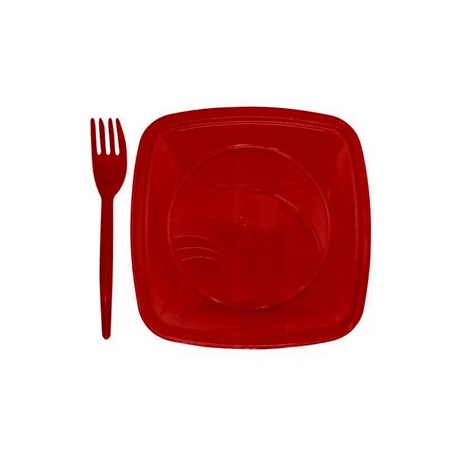 Kit Prato e Garfo Vermelho: 10 Unidades para Sua Festa!