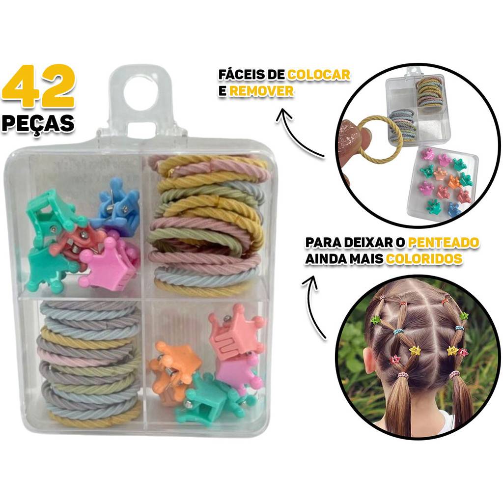 Kit Prendedores de Cabelo Infantil: 42 Peças Coloridas!