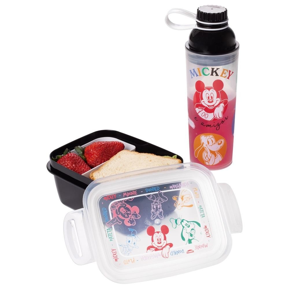 Kit Presente Garrafa e Marmita Hermética Mickey Plasútil: Estilo e Praticidade