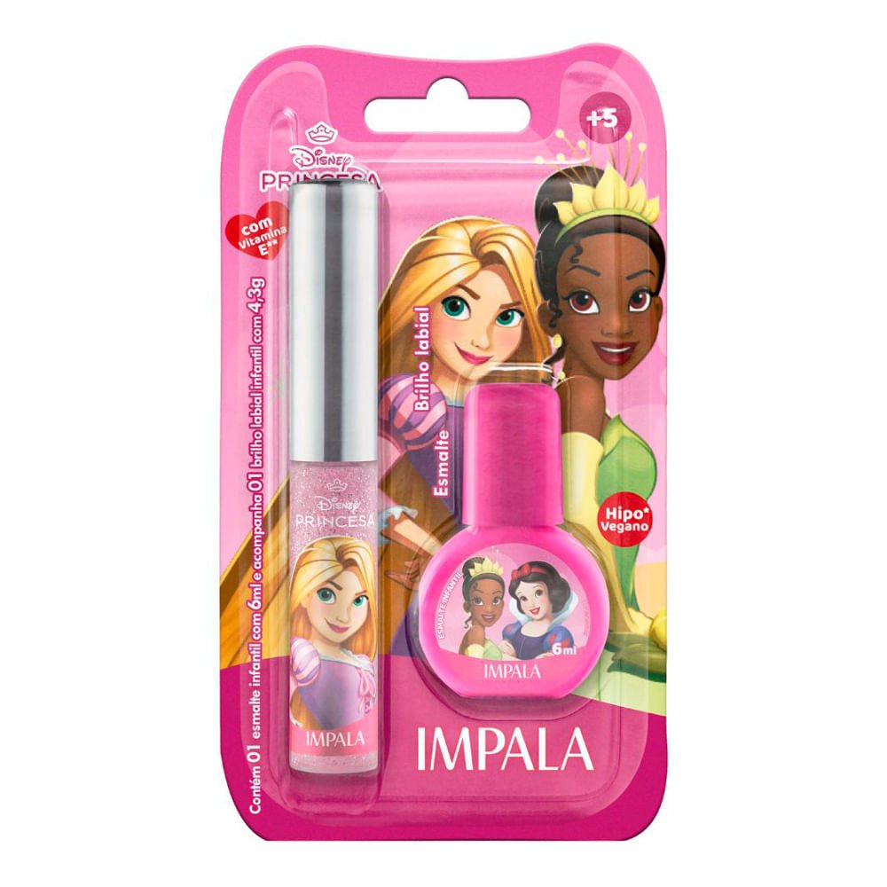 Kit Princesas Disney Impala: Esmalte e Brilho Labial Mágico!