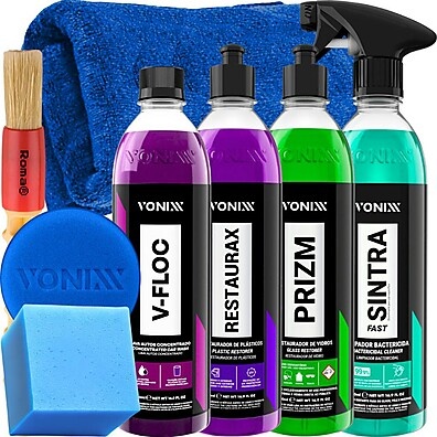 Kit Prizm Shampoo V-floc Restaurax Sintra Fast Pincel Vonixx – Limpeza Completa com Qualidade Profissional