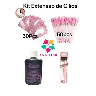 Kit Profissional para Extensão de Cílios - 50 Escovinhas, 50 Gel Pads, Pinça e Cola Ardell