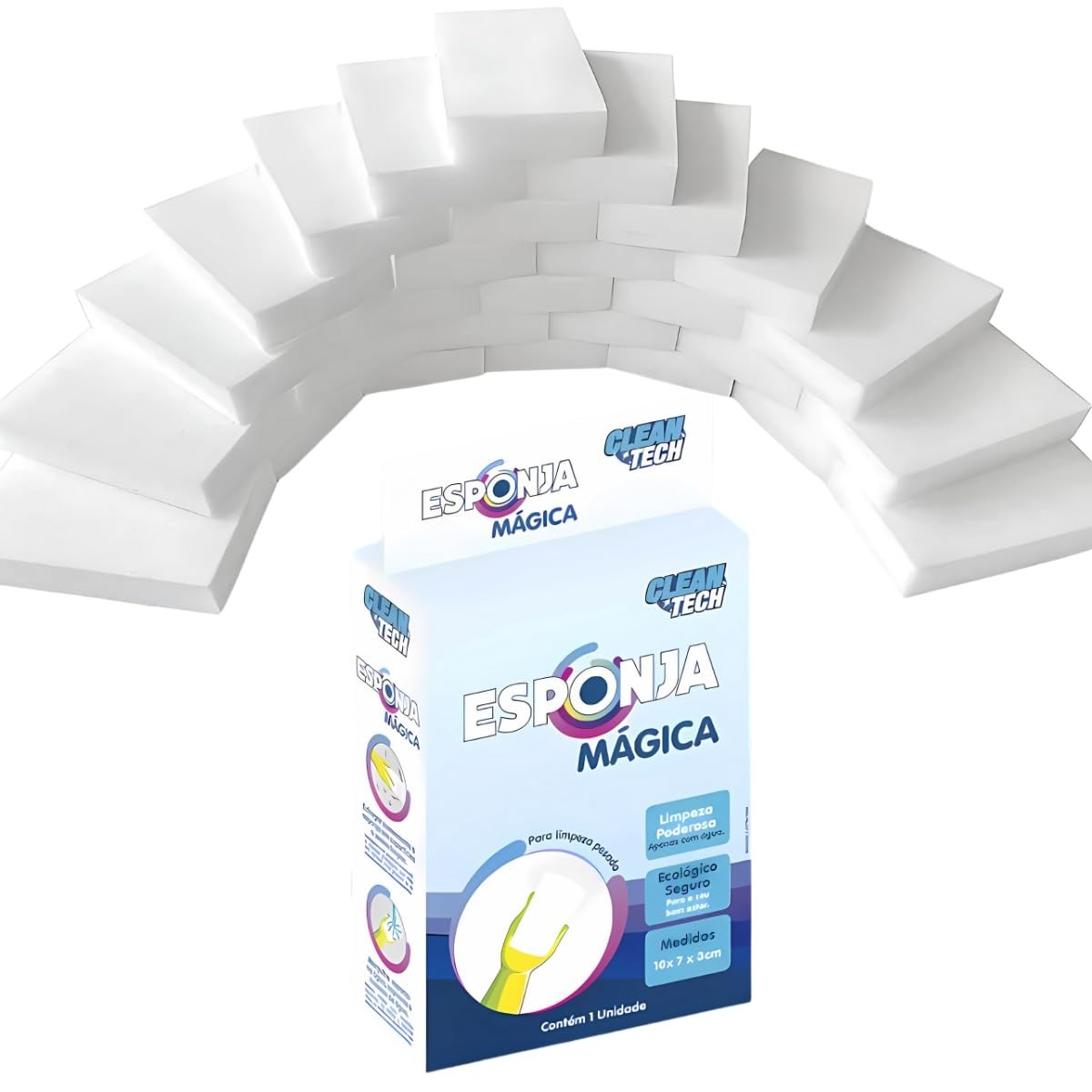 Kit com 15 Esponjas Mágica de Melamina Premium - Limpeza Profunda Sem Riscar