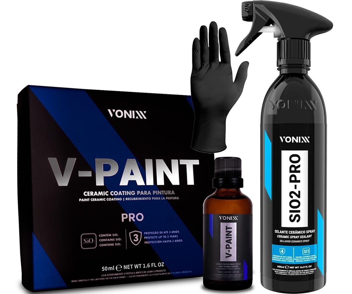 Kit Automotivo V-Paint + Sio2-Pro: Pintura Vitrificada e Proteção Hidrorrepelente Vonixx