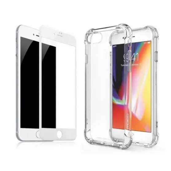Kit Proteção iPhone 7/8: Capa Anti-Impacto + Película 3D