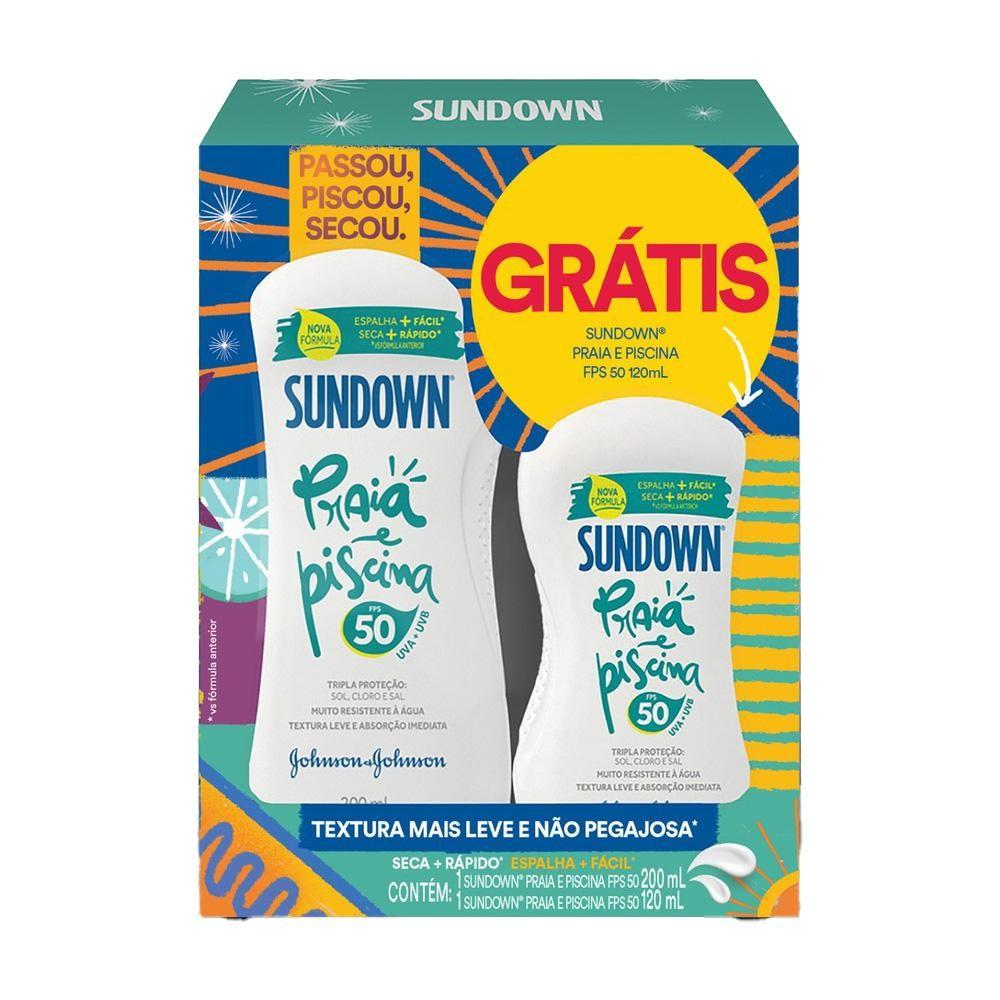 Kit Protetor Solar Sundown FPS 50: 200ml + 120ml para Praia e Piscina