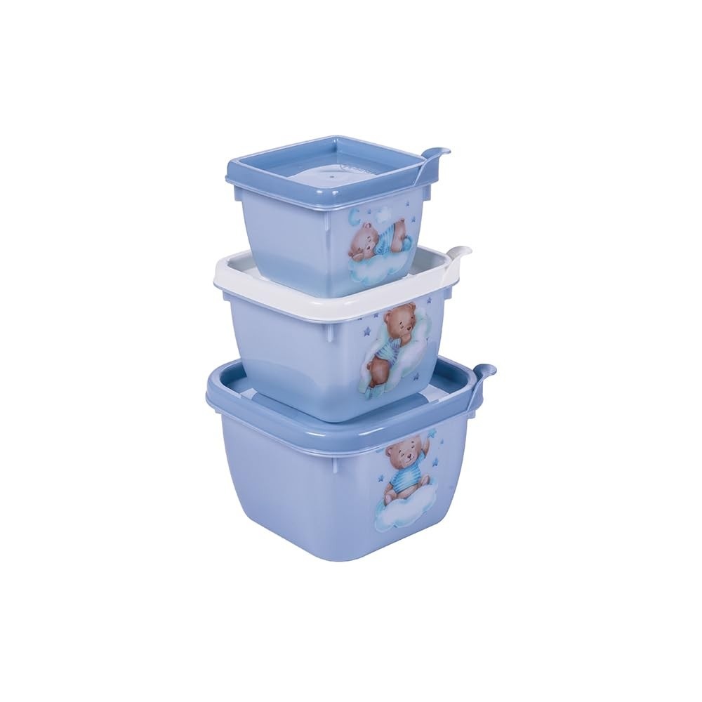 Kit 3 Potes Quadrados Decorados Infantil Conect Menino - Organização Criativa e Segura