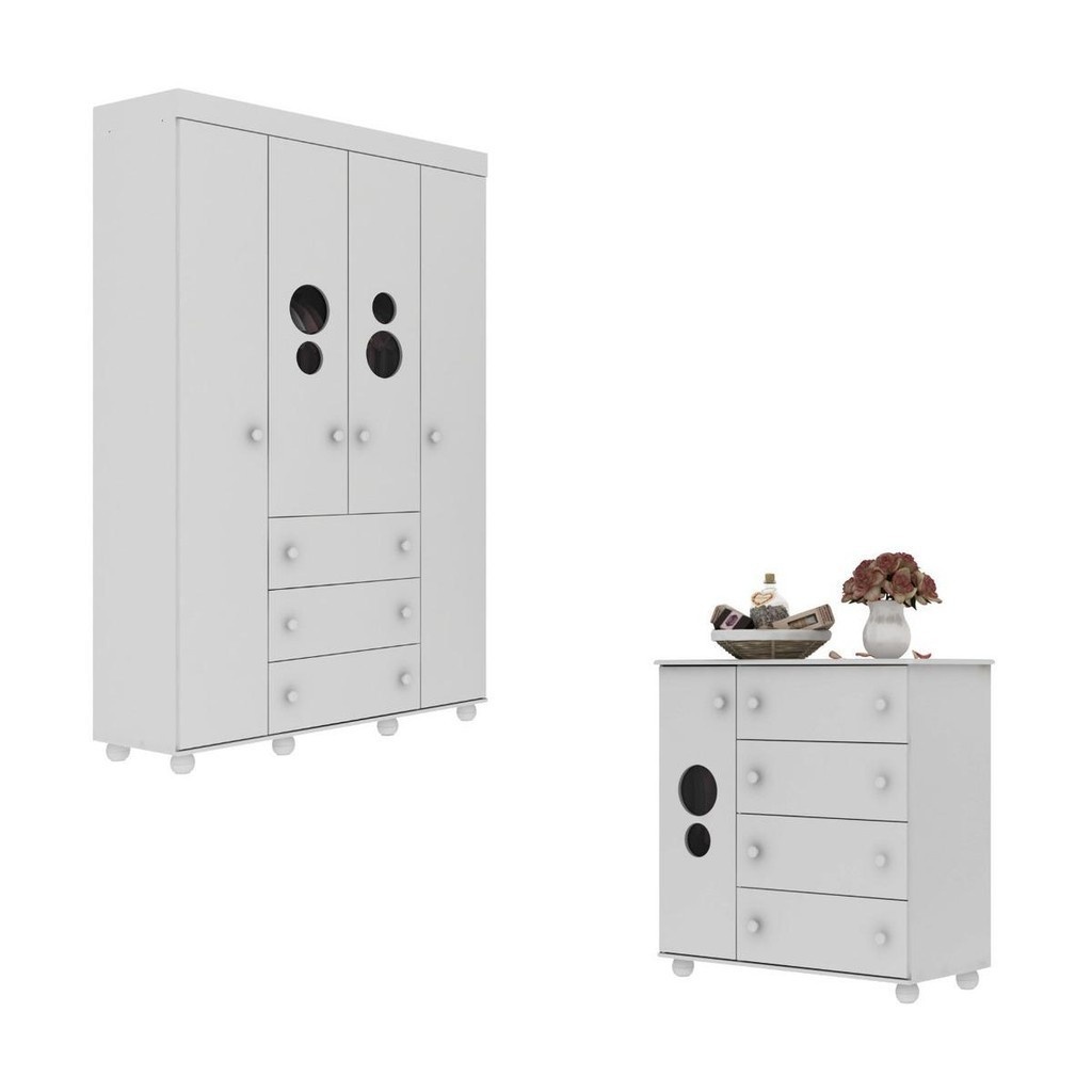 Kit Quarto Infantil: Guarda-Roupa + Cômoda Pimpolho