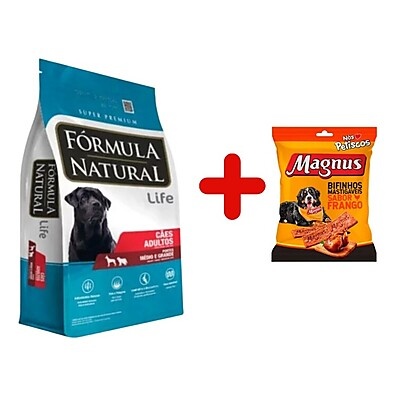 Kit Ração Fórmula Natural Life + Bifinhos Magnus Frango