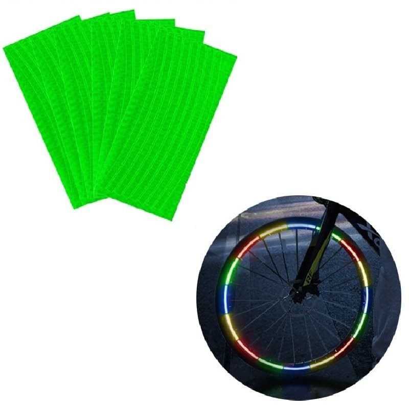 Kit 2 Folhas Adesivo Refletivo Verde para Rodas de Moto e Bicicleta - Segurança e Estilo!