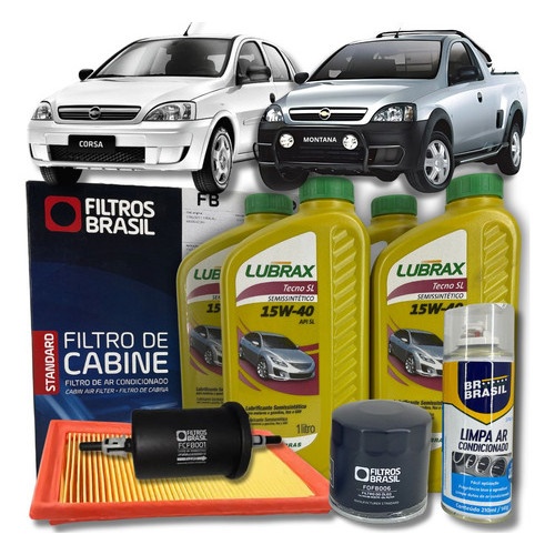 Kit Revisão Corsa/Montana: Óleo + Filtros Lubrax 15W40