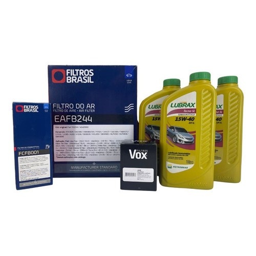 Kit Revisão Palio Fire: Óleo e Filtros Lubrax 15W40
