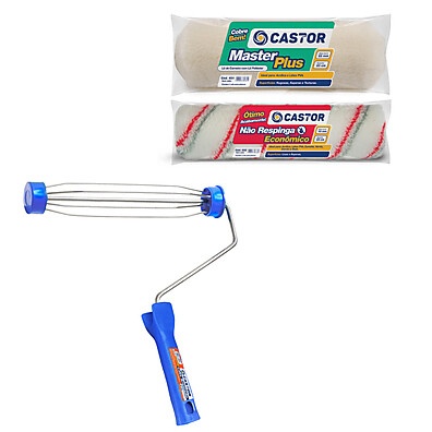 Kit Rolos Castor: Pintura Sem Respingo + Lã Master