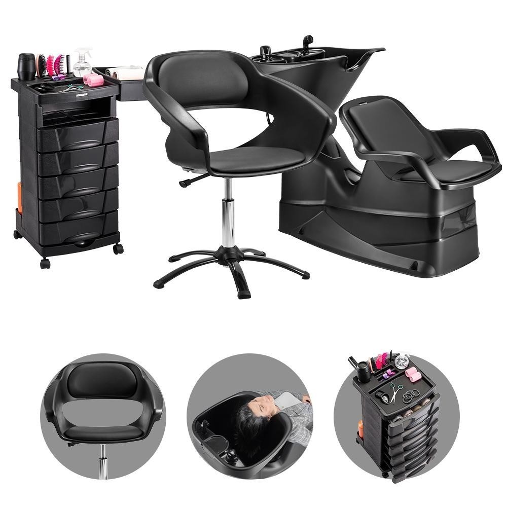 Kit Salão de Beleza Dompel: Cadeira, Lavatório e Carrinho