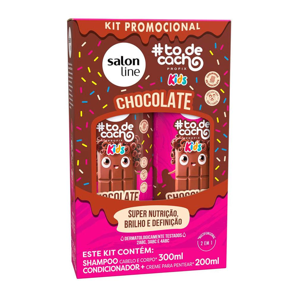 Kit Salon Line To de Cacho Kids Chocolate: Shampoo, Condicionador e Creme para Cachos Infantil