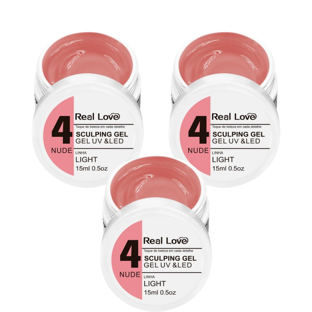 Kit Sculping Gel Real Love 15ml: 3 Unidades para Unhas Perfeitas