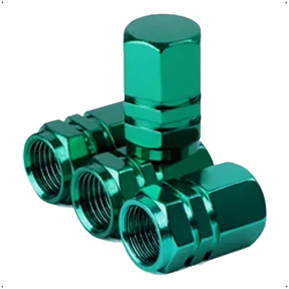 Kit 4 Válvulas Bico Pneu Alumínio Import Verde - Estilo e Segurança