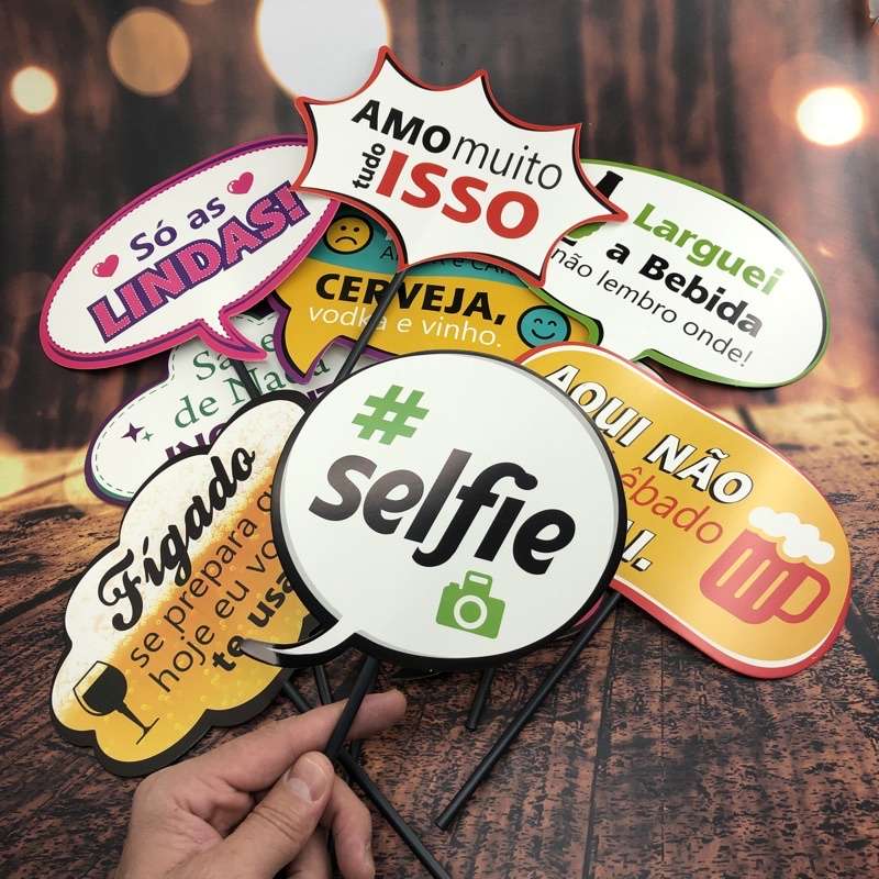 Kit Selfie Festa: 10 Plaquinhas Divertidas!