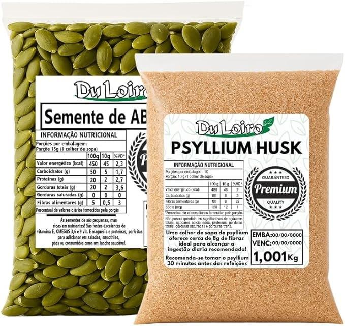 Kit Psyllium Husk 1kg + Abóbora Sem Casca 1kg