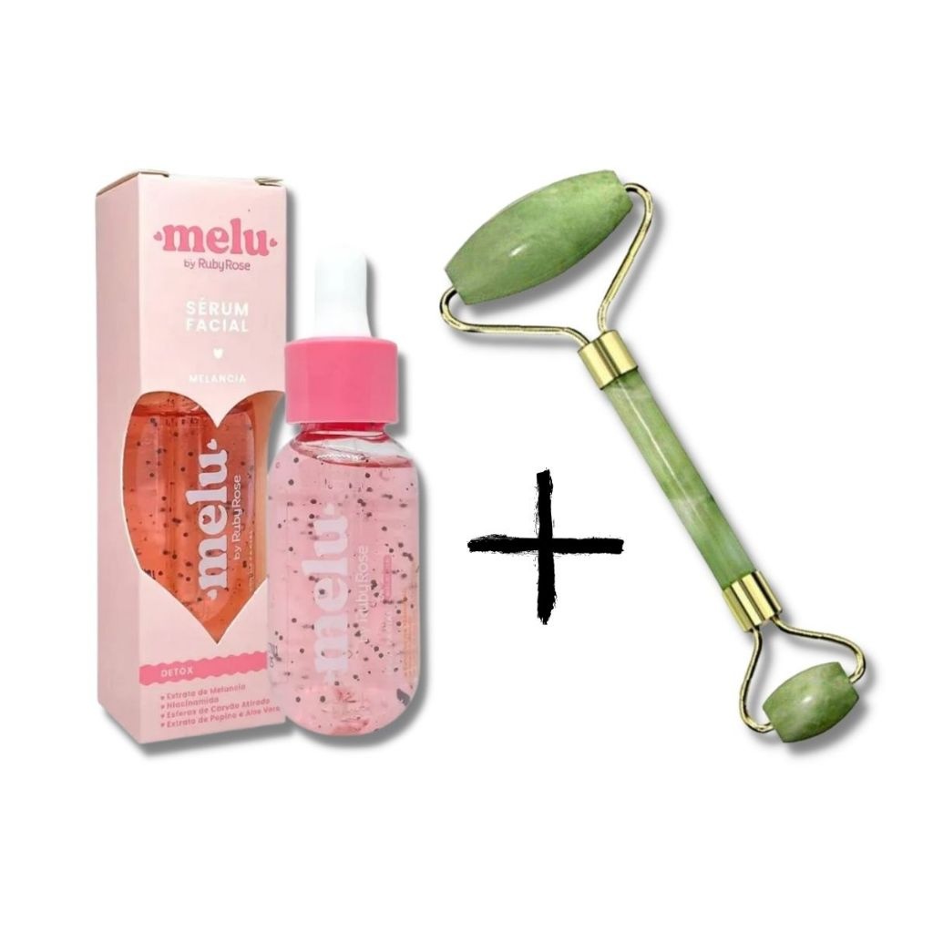 Kit Sérum Facial Melu + Rolo Jade: Hidratação e Relaxamento para Sua Pele