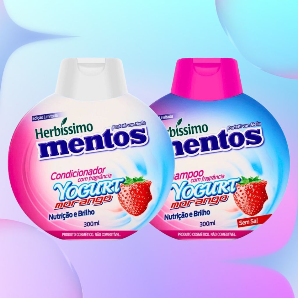 Kit Shampoo + Condicionador Herbíssimo Mentos Yogurt Morango