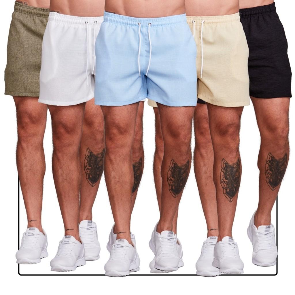 Kit Shorts Linho Masculino: 5 Peças Premium