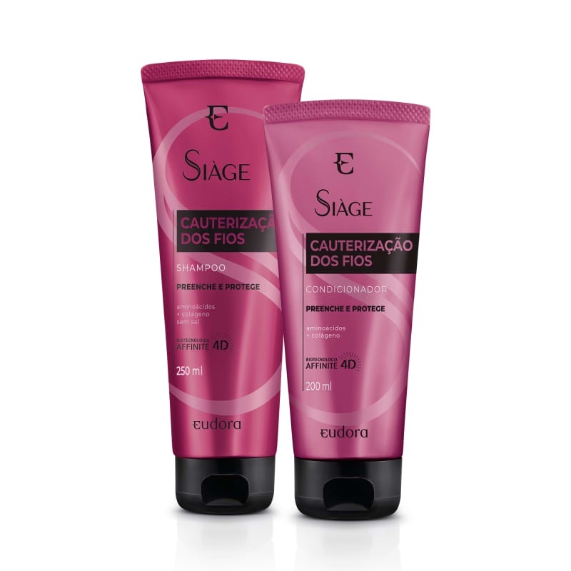 Kit Siage Cauterização dos Fios Eudora: Shampoo e Condicionador para Cabelos Protegidos e Macios