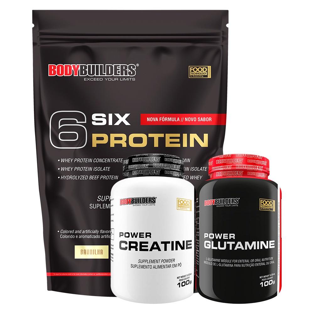 Kit Six Protein + Creatina + Glutamina: Ganhe Massa!