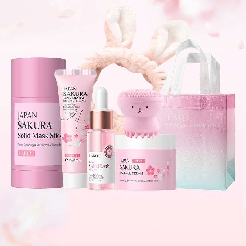 Kit Skincare LAIKOU Sakura: Clareia Manchas e Ilumina a Pele