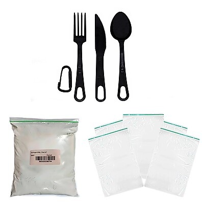 Kit Sobrevivência: Zip Lock + Cal + Talher