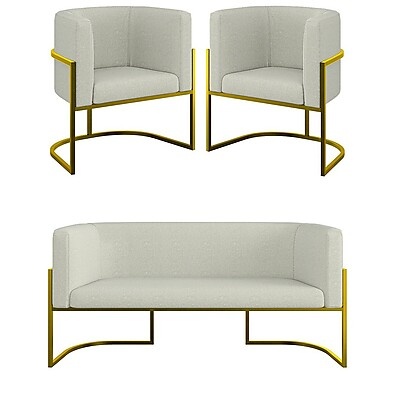 Kit Sofá 2 Lugares + Poltronas Bouclê Gold
