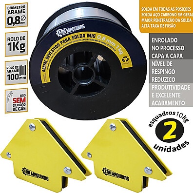 Kit Solda MIG Sem Gás: Arame + Esquadro Magnético