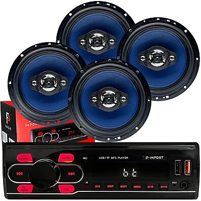 Kit Som Automotivo Completo: Rádio + 4 Alto-Falantes 6"