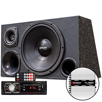 Kit Som Trio 12 com Subwoofer Leson e Amplificador Bluetooth