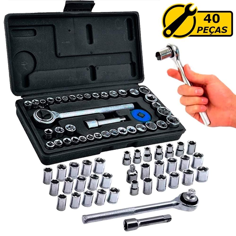 Kit Soquetes 40 Peças: A Ferramenta Completa!