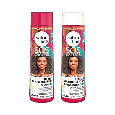 Kit SOS Cachos 10 em 1: Shampoo e Condicionador Salon Line
