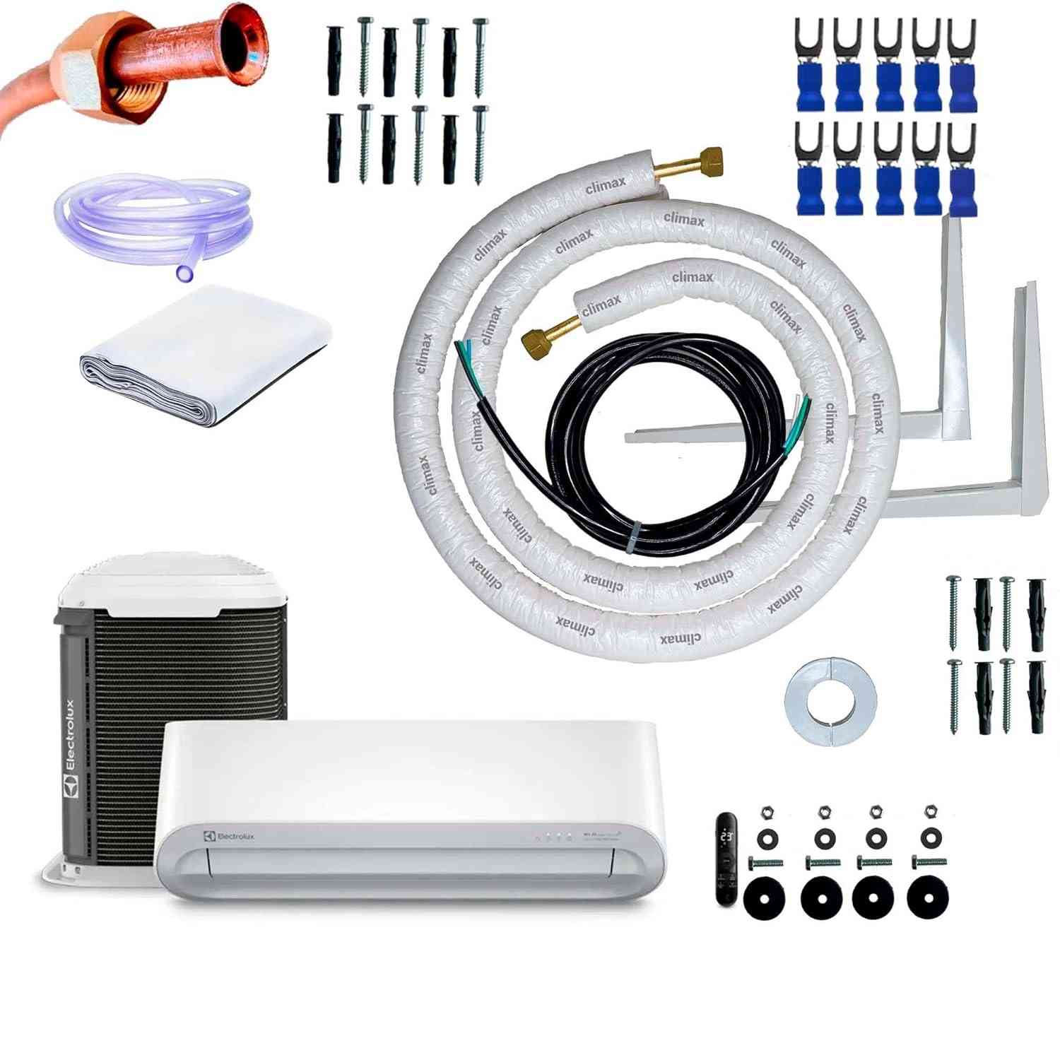 Kit Instalação Ar Condicionado Split 12.000 BTUs - Tubos Flangeados com Isolamento Térmico Blindado
