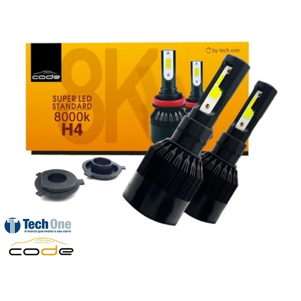 Kit Super Led Tech One Code 8000K – Iluminação Potente e Durável