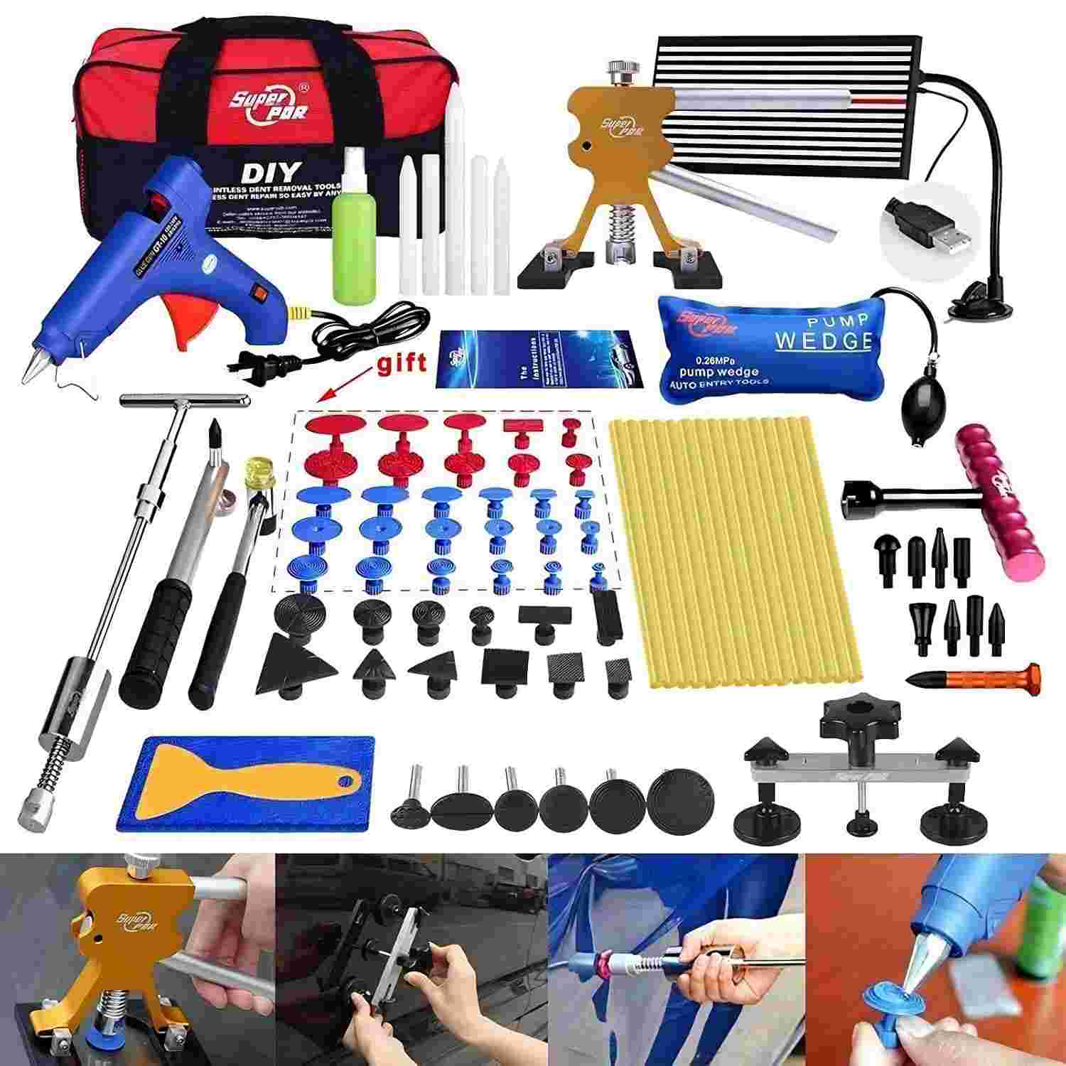 Super PDR Kit Extrator de Amassado Sem Pintura: Reparo Profissional para Carros