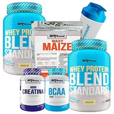 Kit Suplementos BRN Foods: Whey, BCAA, Creatina e Mais