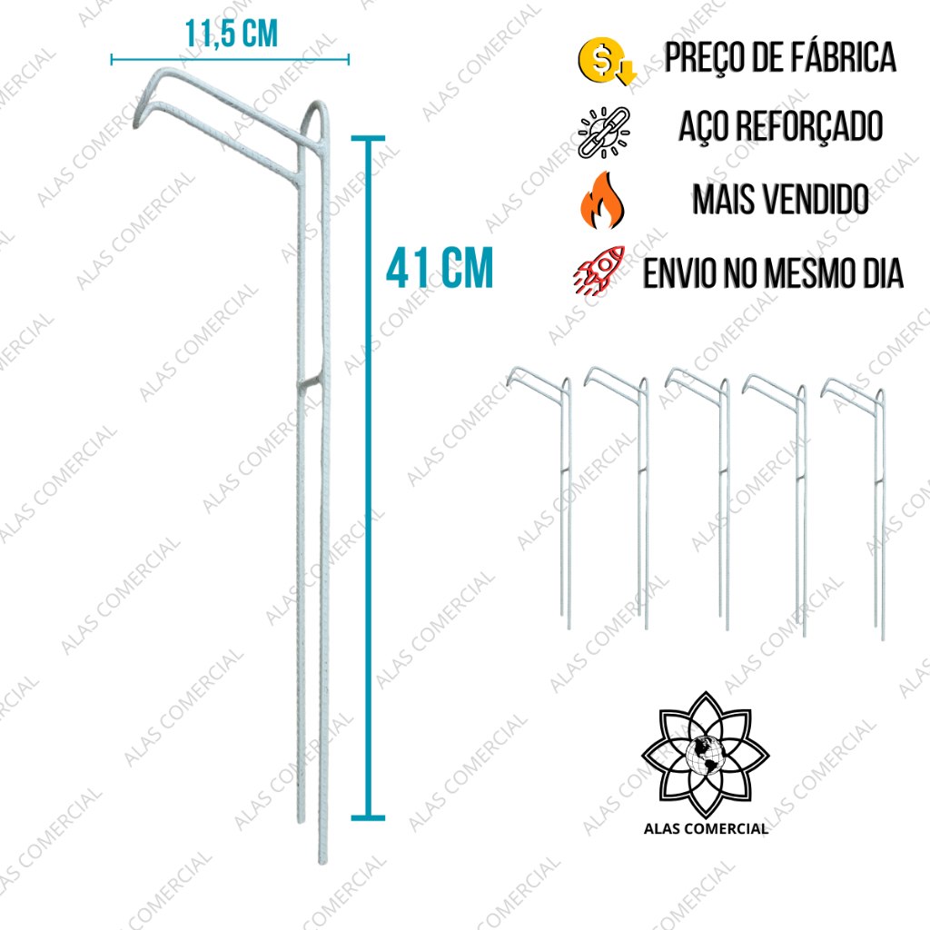 Kit Suportes de Vara de Pesca 41cm Aço Maciço - Não Entorta