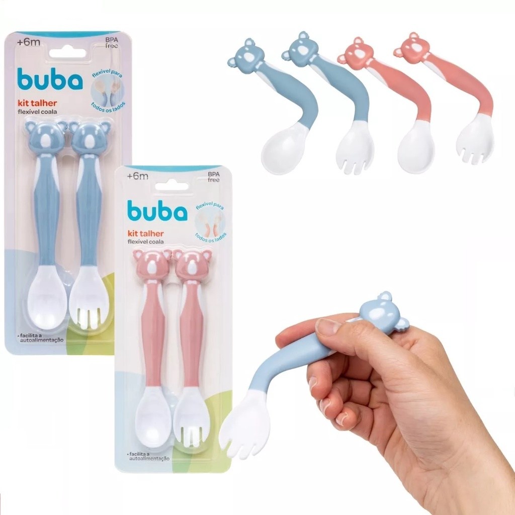 Kit Talher Bebê Flexível Coala Buba: Autonomia na Introdução Alimentar